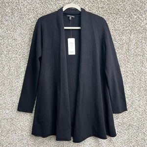 Eileen Fisher Cardigan Sweater Women's M Black Lambswool Cashmere Knit Long NWT